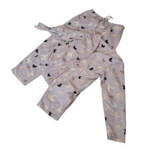Delicates 100% Cotton Ladies Pajamas Dog Print Small Button Down Whimsical Cozy